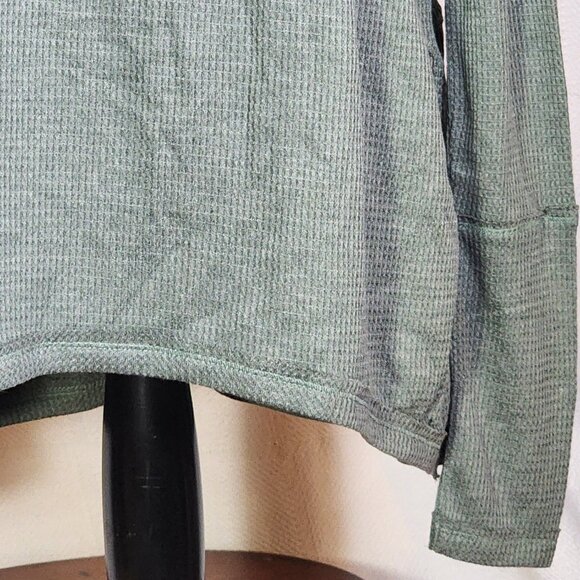 Fringe Studios Green Cotton Poly LS Deep Side Slit High Low Waffle Knit Top Sz M - Picture 4 of 16
